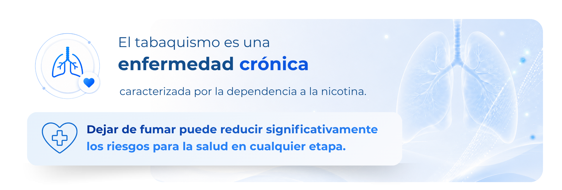 El tabaquismo es una enfermedad crónica caracterizada por la dependencia a la nicotina. Dejar de fumar puede reducir significativamente los riesgos para la salud en cualquier etapa.